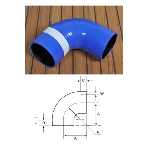 Codos de escape flexibles de silicona 90º máximo 180ºC