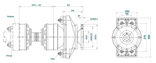 Esquema Cojinete de empuje aquadrive HDL 60 Flanged